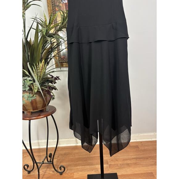 AGB Maxi Dress 6 Double V-Neck Whimsigoth Grunge Flutter Sleeve Drop Waist - Picture 6 of 11